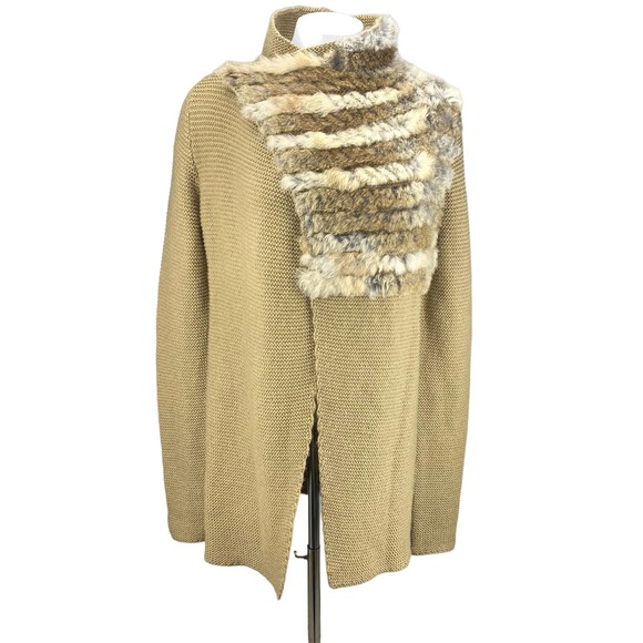 RUDSAK Sweaters - RUDSAK Rabbit Fur Tan Cardigan Sz XS / Small
